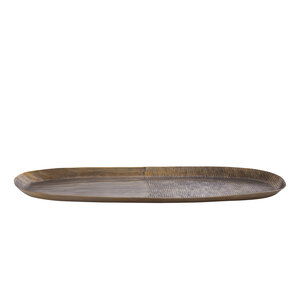 Jowad Antique Gold Aluminum Ribbed Oval Bowl L 1