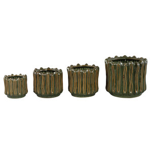 Luci dark green ceramic pot ribbed round L 3