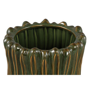 Luci dark green ceramic pot ribbed round L 5