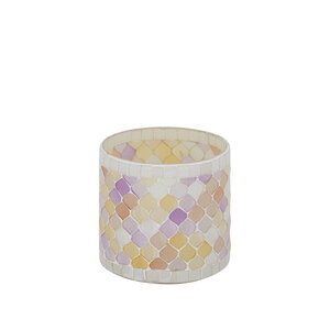 Zadie Light Pink round mosaic glass hurricane lantern S 2