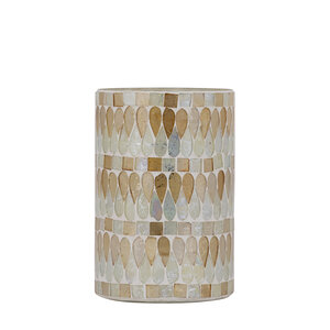 Zadie Natural round mosaic glass hurricane lamp M 1