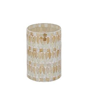 Zadie Natural round mosaic glass hurricane lamp M 2