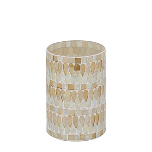 Zadie Natural round mosaic glass hurricane lamp M 3