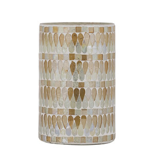 Zadie Natural round mosaic glass hurricane lamp L 1