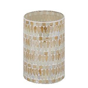 Zadie Natural round mosaic glass hurricane lamp L 2