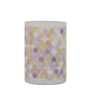 Zadie Light Pink Round Mosaic Glass Hurricane Lantern M 1