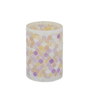 Zadie Light Pink Round Mosaic Glass Hurricane Lantern M 2