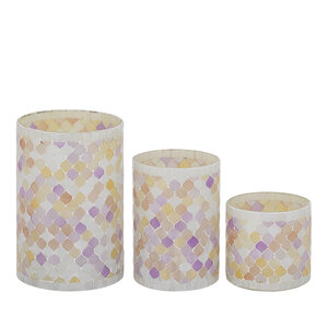 Zadie Light Pink Round Mosaic Glass Hurricane Lantern M 3