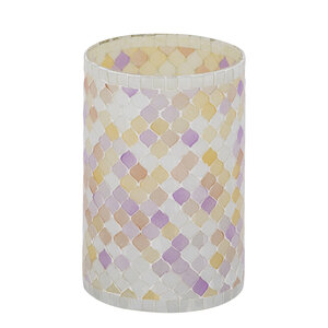 Zadie Light Pink round mosaic glass hurricane lamp L 3