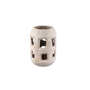Tayla Ant White round cement storm lantern open S 1