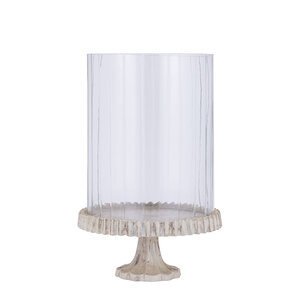 Troye Beige cast aluminum storm light carved glass L 1