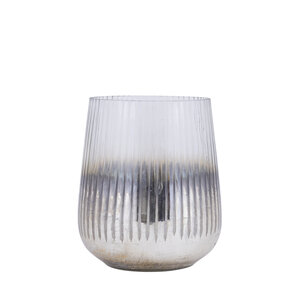 Shelva Gold round glass tealight holders with etched finish M 1