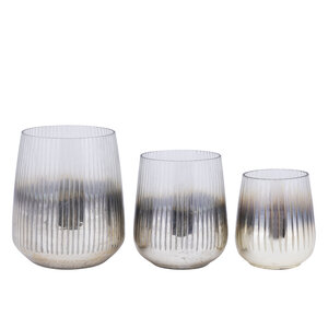 Shelva Gold round glass tealight holders with etched finish M 3