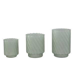 Rameen Green round frosted glass hurricane lantern L 2