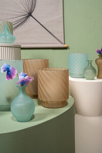 Rameen light brown round frosted glass hurricane lamp L 3