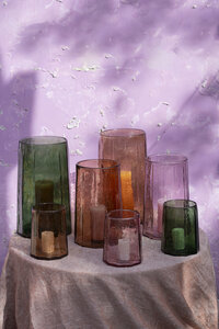 Pernella Green Ribbed Glass Hurricane Lantern S 2