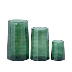 Pernella Green Ribbed Glass Hurricane Lantern S 3