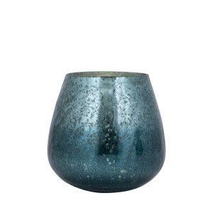Mayna teal green glass globe hurricane lamp with crackle effect S 1