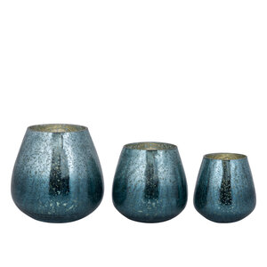 Mayna teal green glass globe hurricane lamp with crackle effect S 2