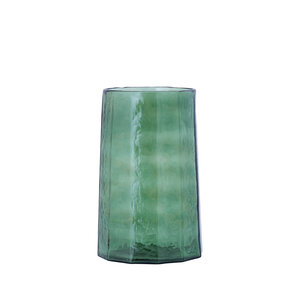 Pernella Green ribbed glass hurricane lantern M 1