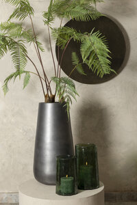 Pernella Green ribbed glass hurricane lantern M 2