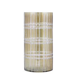 Divit Green round glass hurricane lantern with stripes L 1