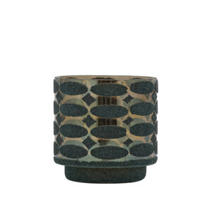 Nadara Teal glass with flock print tealight round motif 1