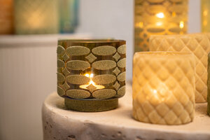 Nadara Green flocked glass tealight round motif 2