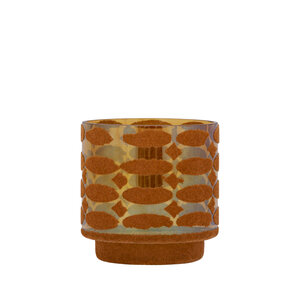 Nadara Orange glass with flock print, tealight round motif 1