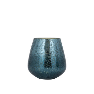 Mayna boule en verre vert sarcelle porte-bougie chauffe-plat effet craquelé 1