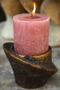 Iiona black candle holder made of cement, turned, L 2