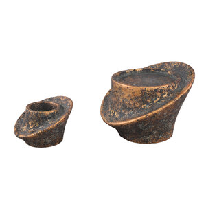 Iiona black candle holder made of cement, turned, size S 3