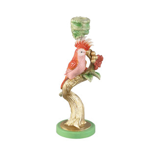 Ziyan pink poly parrot candle holder round 1