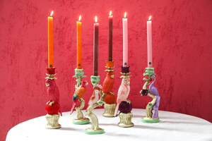 Ziyan pink poly parrot candle holder round 2