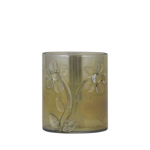 Allya Green runde Glas-Sturmlampe Blume S niedrig