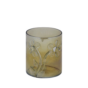 Allya Green ronde glazen stormlamp bloem S laag 2
