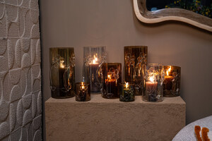 Allya Green ronde glazen stormlamp bloem S laag 3