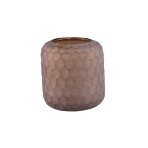 Vaela Beige Glas handgeschliffenes Waben-Sturmlicht L