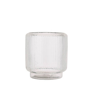 Shalea Clear ribbed glass storm lantern base round S 1