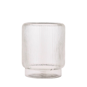 Shalea Klare gerippte Glas-Sturmlaternenbasis rund M