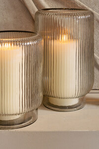 Shalea Clear ribbed glass storm lantern base round M 3