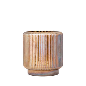 Shalea Amber gerippte Glas-Sturmlaternen-Basis rund S