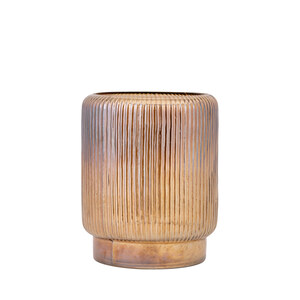 Shalea Amber gerippte Glas-Sturmlaternenbasis rund M