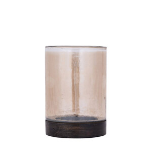 Keylan brown crystal glass storm light wooden base L
