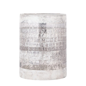 Dessie Weißes Glas Stormlight antik silber rund L