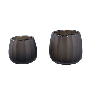 Ayva Taupe round glass hand-ground striped Stormlight 2