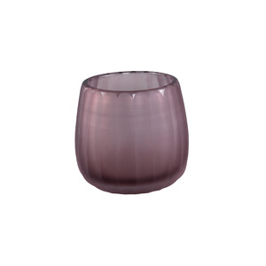 Ayva Pink round hand-ground glass striped hurricane lantern 1