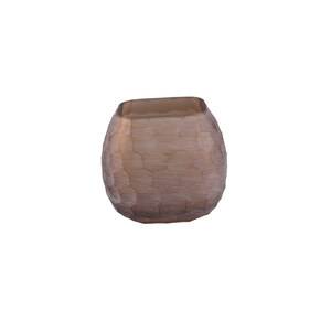 Amaria Beige hand-cut glass honeycomb hurricane candle holder S 1