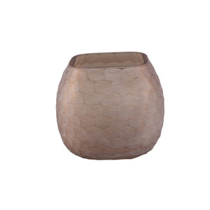 Amaria Beige Glas handgeschliffenes Waben-Sturmlicht L