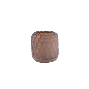 Vaela Beige Glas handgeschliffenes Waben-Teelicht